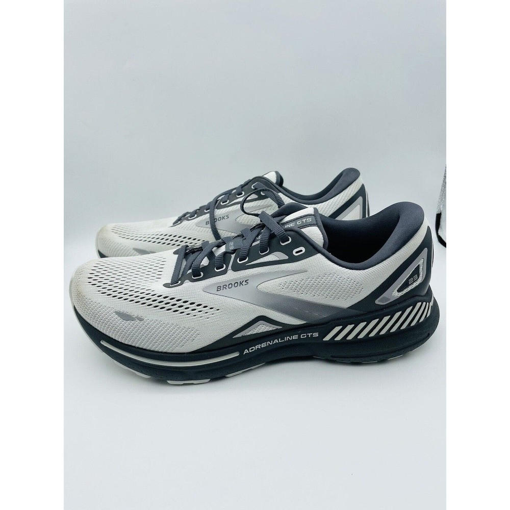 Brooks Mens Adrenaline GTS 23 1103912E065 White Running Shoes Sneakers Sz 10D